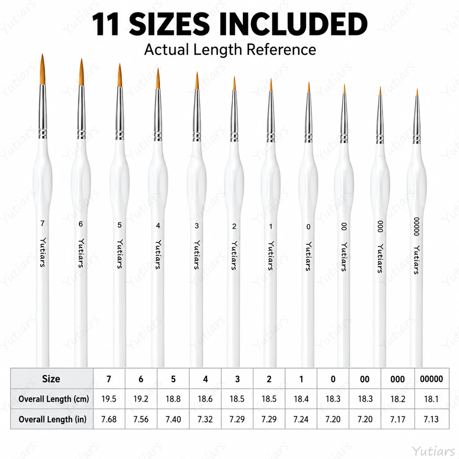 11Pcs Detail Paint Brush Set, Fine Point Liner Brushes 7-00000 for Acrylic Watercolor Miniature Model Nail Art Painting Tool