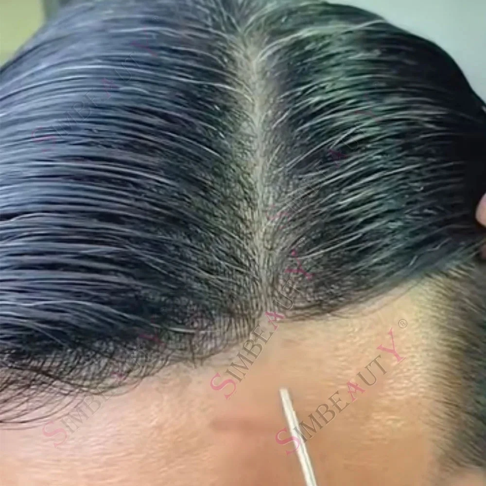 

Undetectable 0.02mm Super Thin Skin 80%Density Light Weight Men Toupee Human Hair 1B50 1B10 1B80 Gery Black Prosthesis Male Wigs