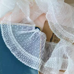 1Yard Elastic Mesh White Black Dot Lace Fabric Handmade DIY Wedding Dresses Sewn Decoration 10.5CM Wide