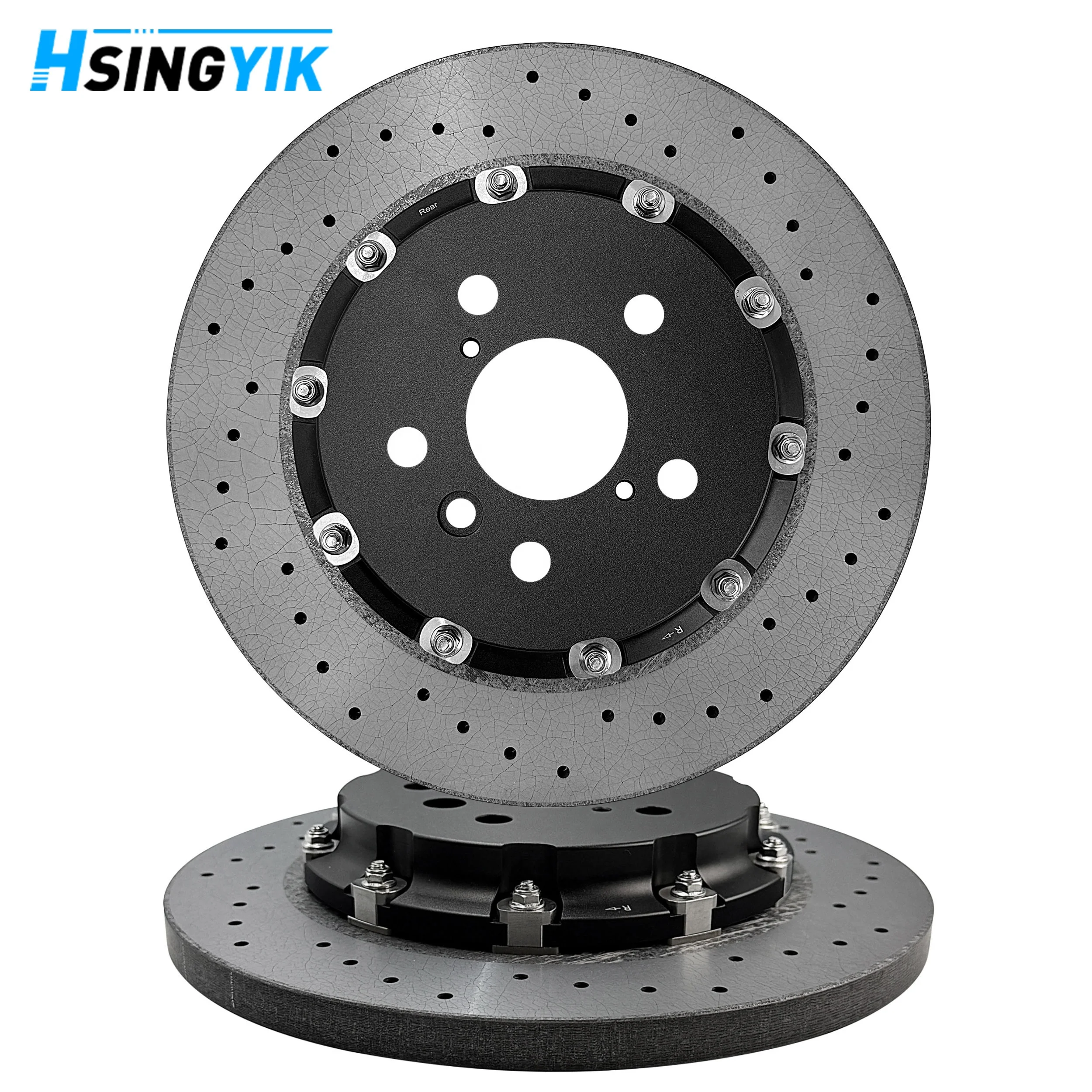 Hsingyik Racing Rear Carbon Ceramic Brake Disc Rotor For Toyota GR Yaris 42431-52190 42432-52010 297X18MM Upgrade To 330X18MM