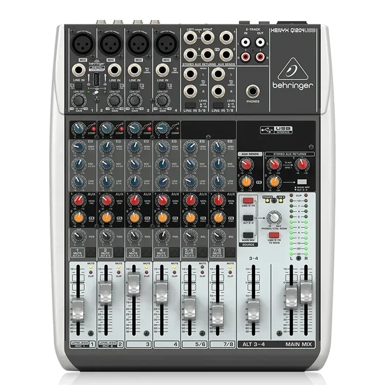 Behringers Q1204USB 8-way Home K Singing Card Live Mixer Professional Stage Cabinet Sound Console