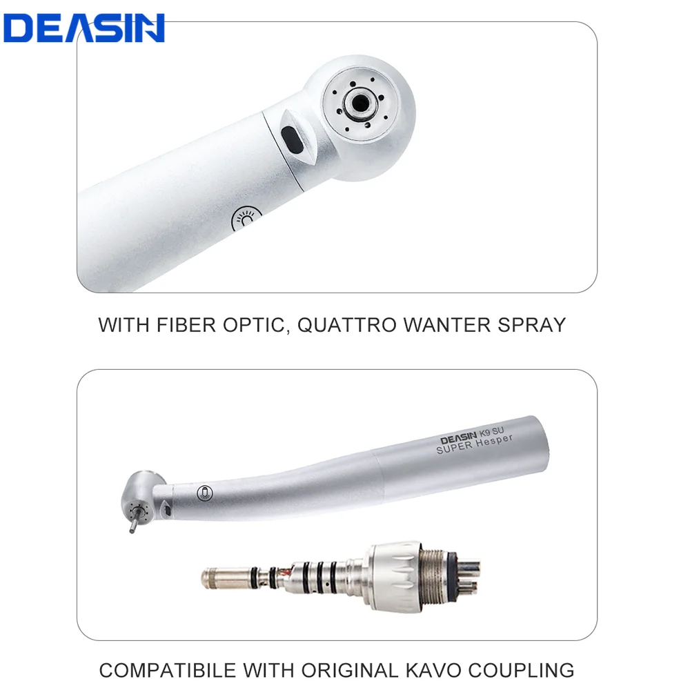 DEASIN Dental high speed fiber optic LED handpiece turbine with ceramic bearing for kavo coupler Dentist Tool Compatible