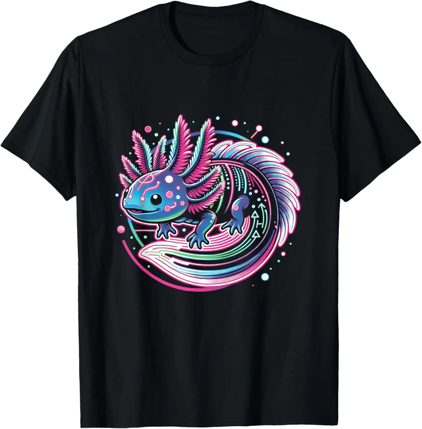 Axolotl Vaporwave Style Vivid 80s & 90s Era Reptile Lover T-Shirt