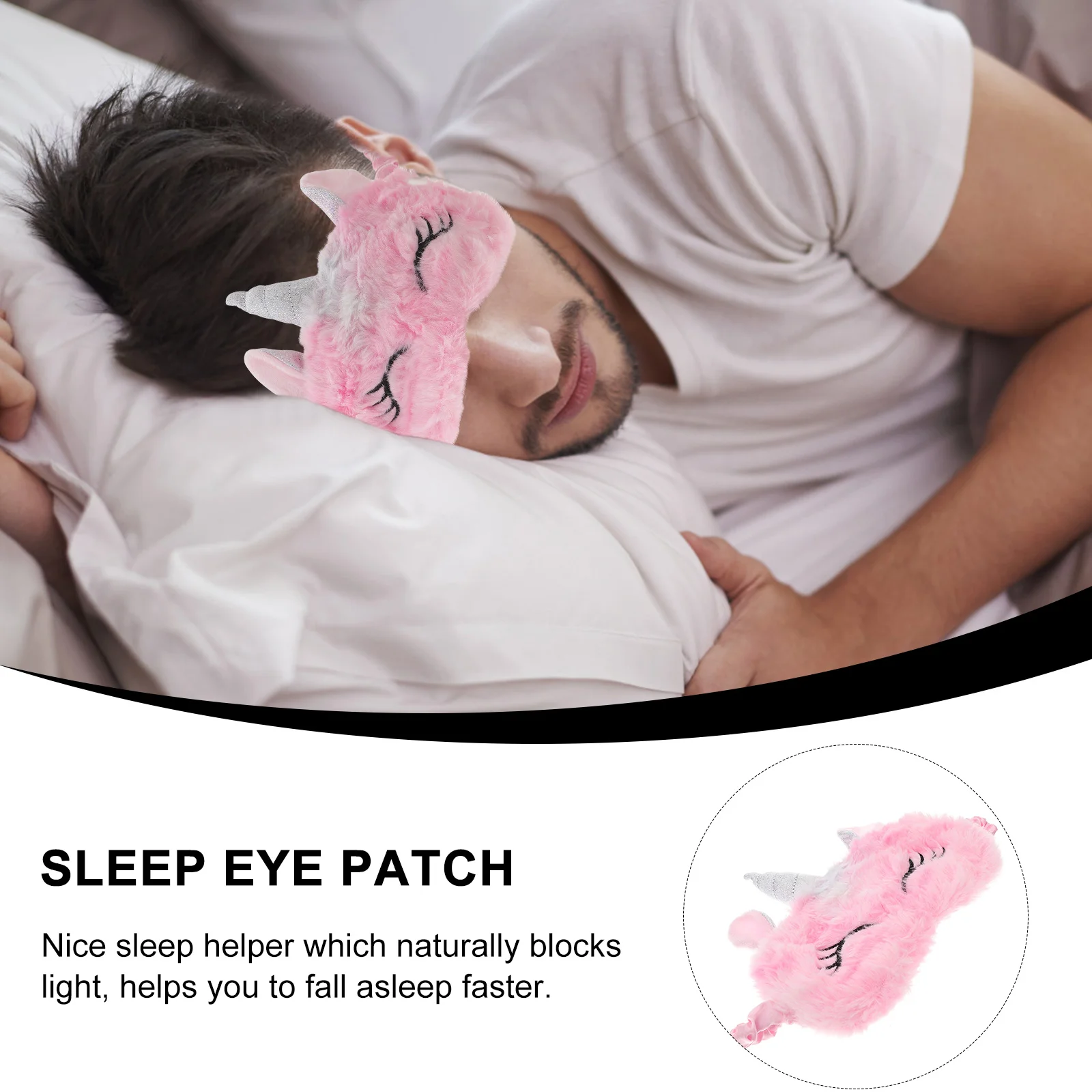 Cute Unicorn Horn Blindfold Eye Cover Patches for Kids Mask Cartoon Plush Rainbow Night Pink Travel