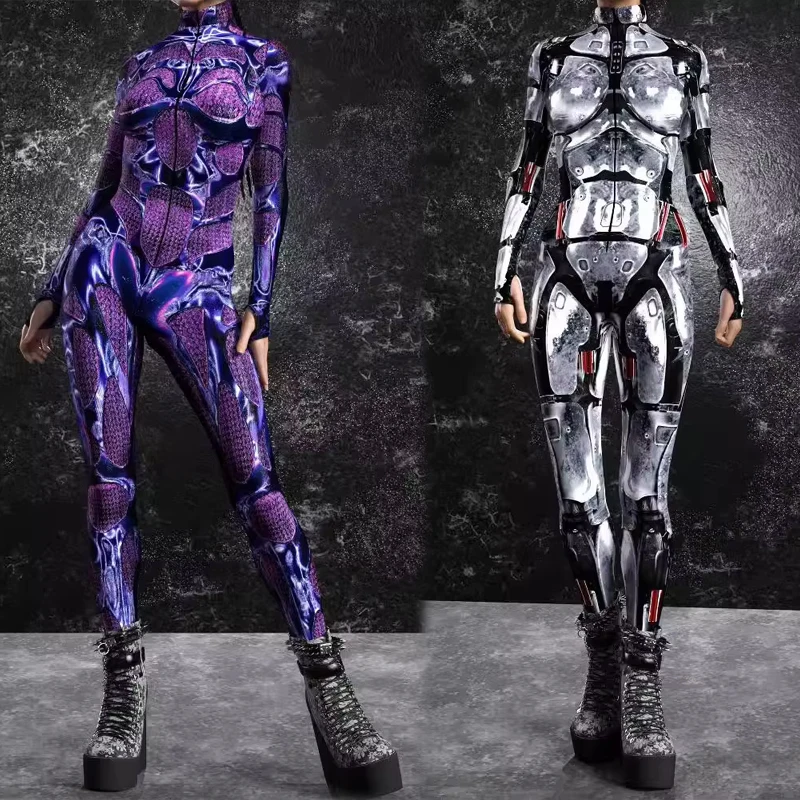 

Mechanical Women Cosplay Bodysuit Superhero Armor Robot Jumpsuit Costume Cool Zentai Suit Christmas Party Holiday Perfermence