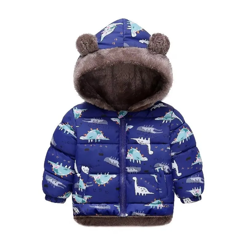 Winter Thicken Kids Hooded Jacket Coats for Girl Boy Toddler Infant Children's Outerwear plus Cashmere Soft Comfortable Clothes