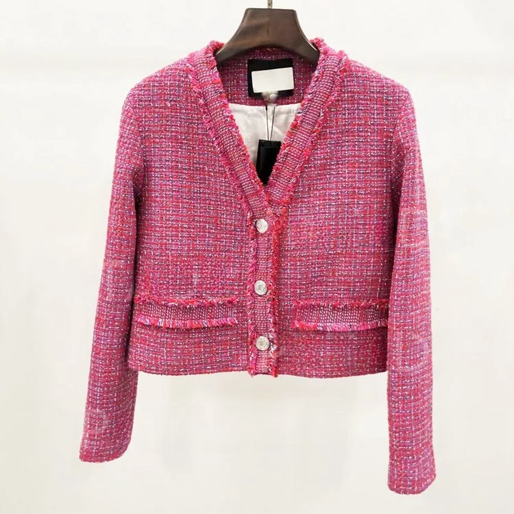 

M Home, весна-лето 2023, женская твидовая куртка ort Long Sve Slim Cheered Tweed VE00444 Commute Sle Button Detail Regular S...