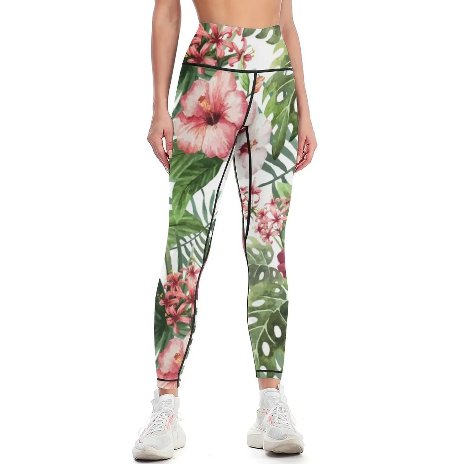 

tropical flower painting Leggings Women sportwear high waist Womens Leggings