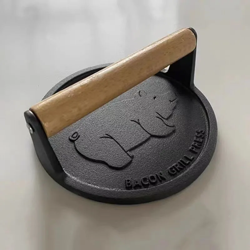 Cast Iron Steak Press Plate Barbecue Tool Teppanyaki Squid Press Plate Grill Meat Press Plate Cast Iron Teppanyaki Tool ZI273