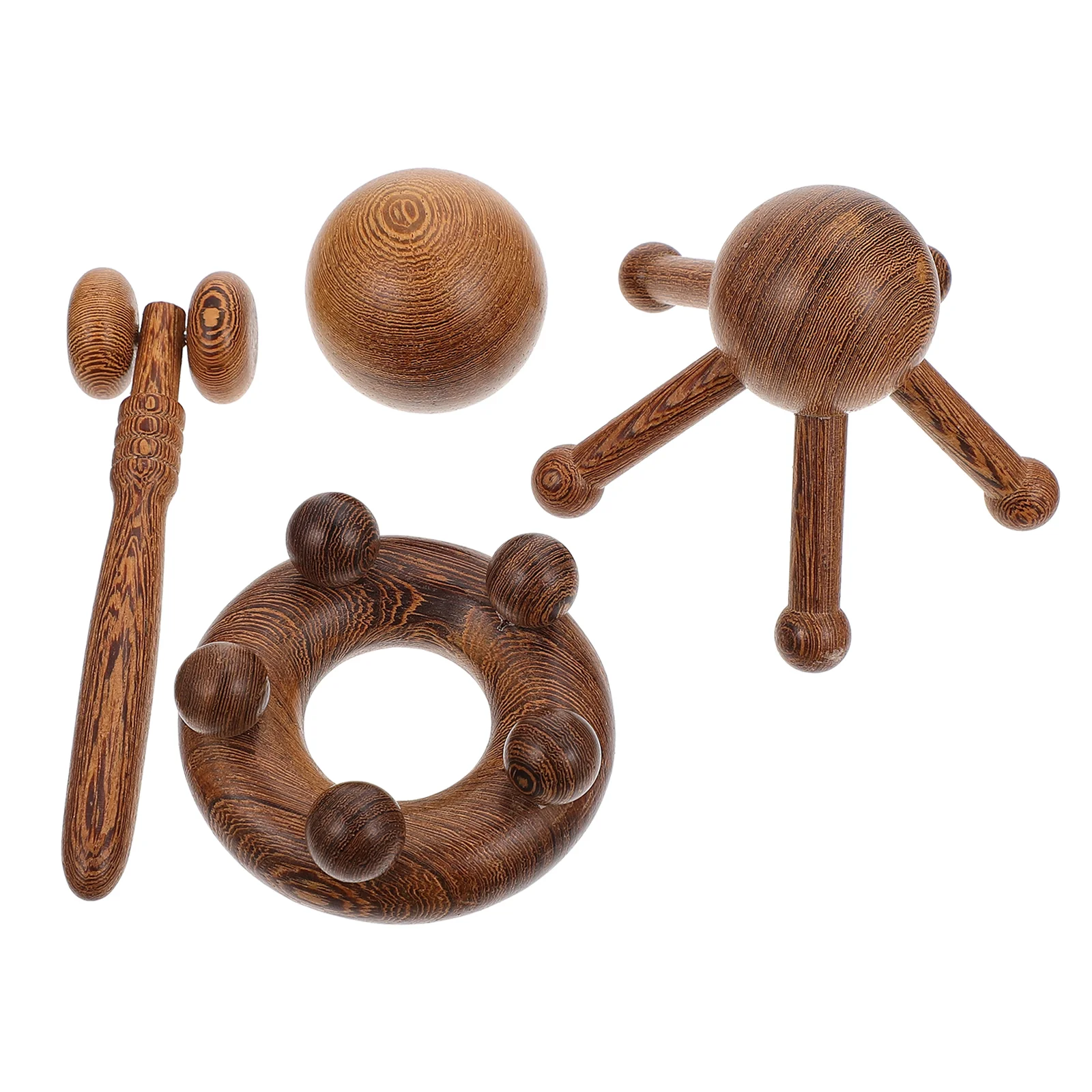 

4Pcs Wooden Massagers Set Safe Comfortable Material Ergonomic Design Portable Massage Tools Full Body Pentagonal Health