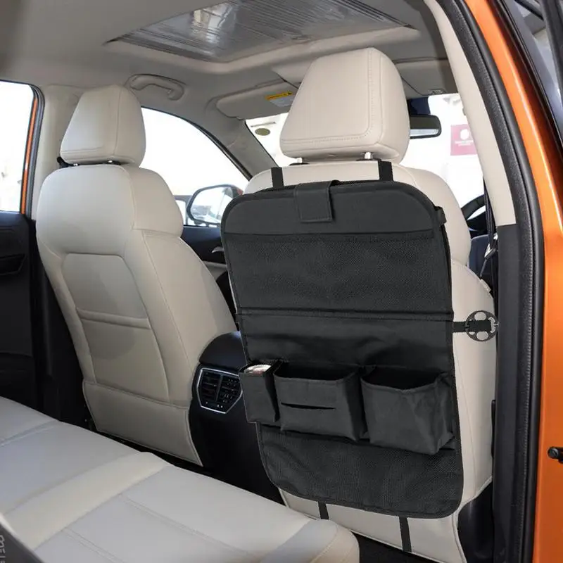Backseat Car Organizer Car Interior Snack Storage Bag With Foldable Table Road Trip Organization Must-Haves For Notebooks Snacks