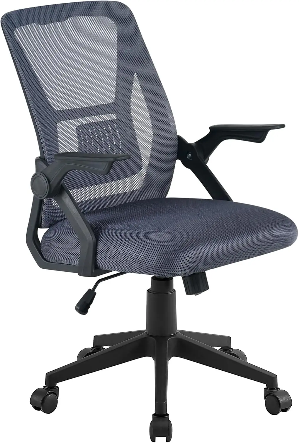 

Mid-Ba Swivel Ergonomic Office Chair With Adjustable Arms, Mesh Lumbar Support For Computer Task Work, Gray