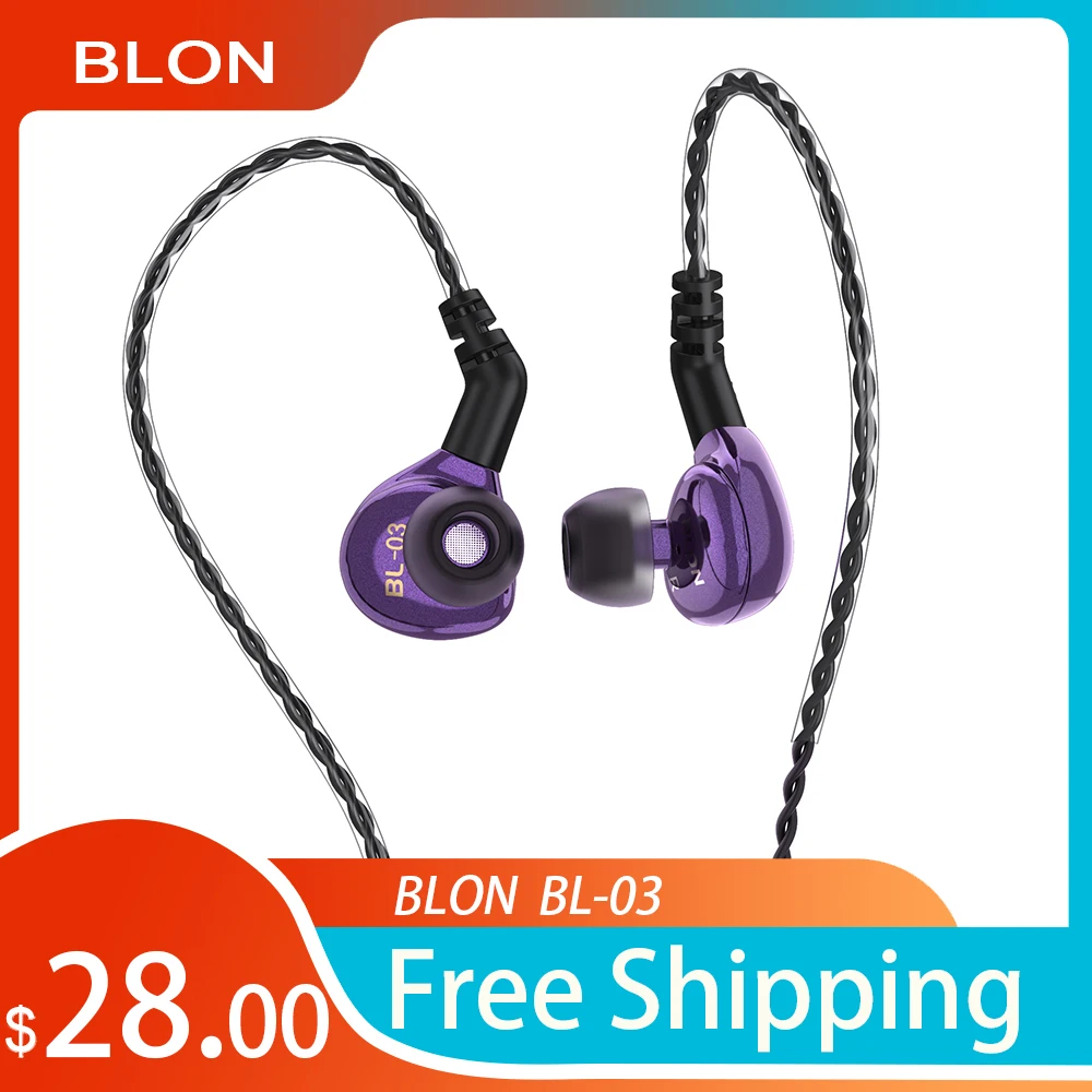 

BLON BL-03 In Ear Earphones 10mm Carbon Diaphragm Dynamic Driver DJ Running Earbuds with 2PIN Cable BL-05 BL-03 Wired Headphone