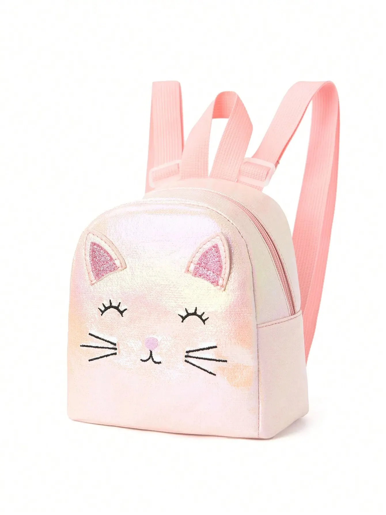 1pc Cute Cartoon Cat Embroidered Children\'S Backpack, For Girls, Kindergarten, School, Travel And Vacation, Holiday Gift