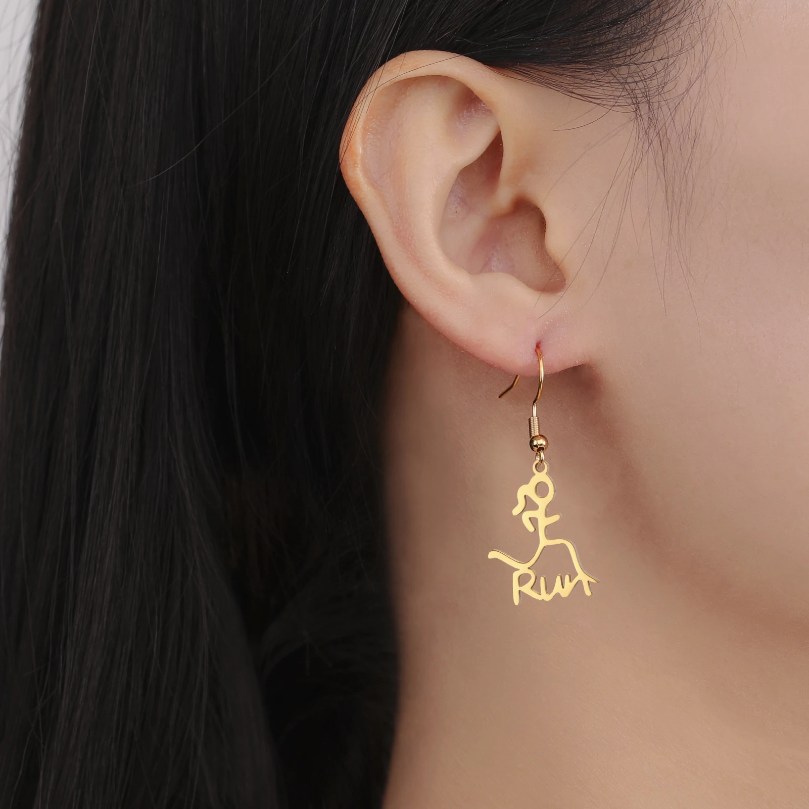 Unift Running Girl Earrings for Women Girl Stainless Steel Earrings Runner Figure Sport Marathon Jewelry Fashion Ear Accessories