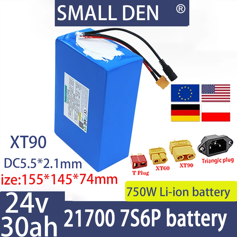 New 24V 30ah lithium battery pack 21700 7S6P electric scooter battery rechargeable battery off-road vehicle solar outdoor