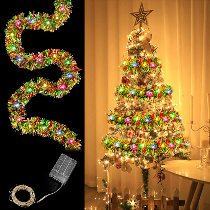 

Party Decor Sparkling Christmas Garland Tinsel Coloured Ribbon LED Holiday Lighting Indoor Christmas Tree Wedding New Year 2026