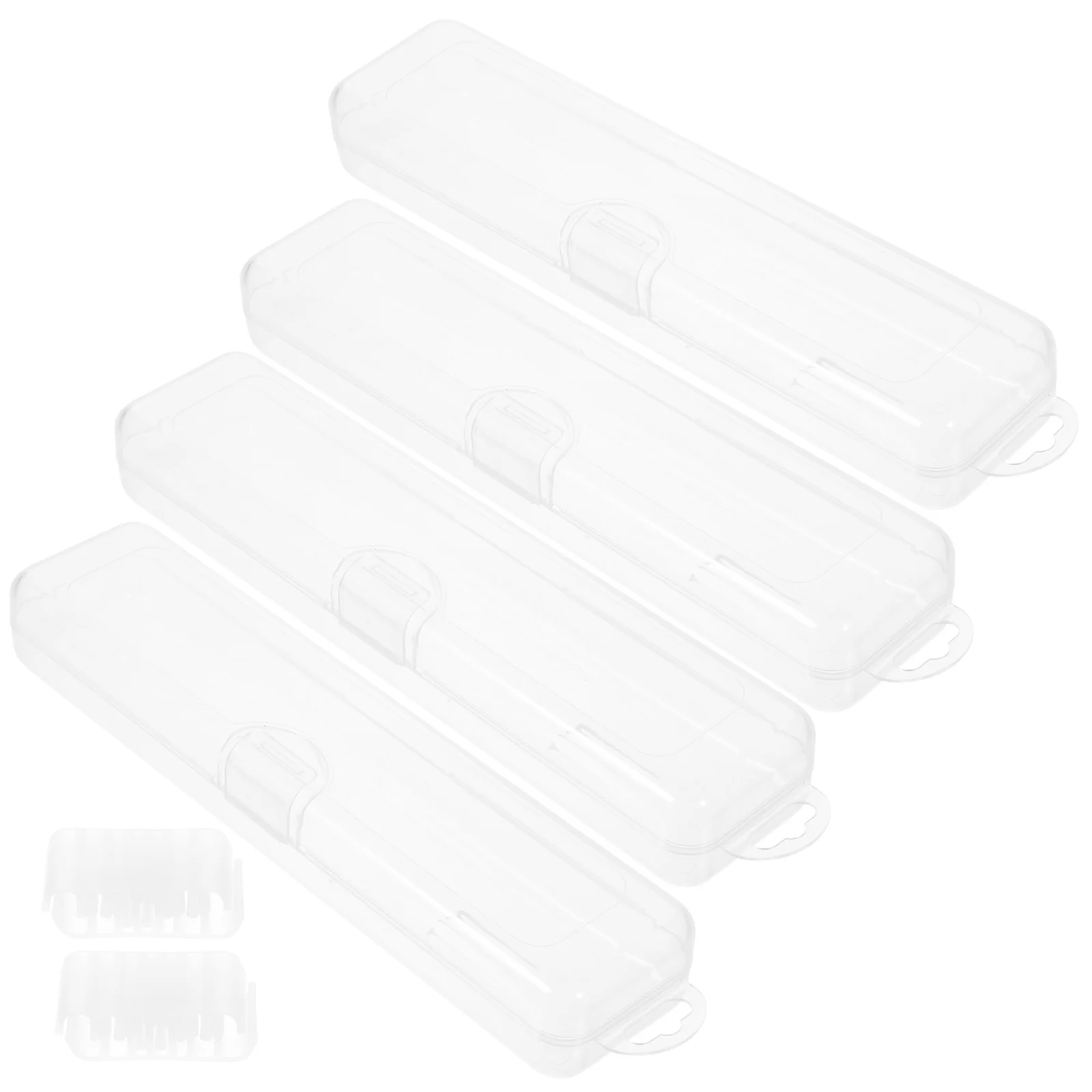 

4Pcs Transparent Drinking Straw Storage Box Portable Multi-Functional Plastic Case for Travel Cutlery Coin Pills Organizer