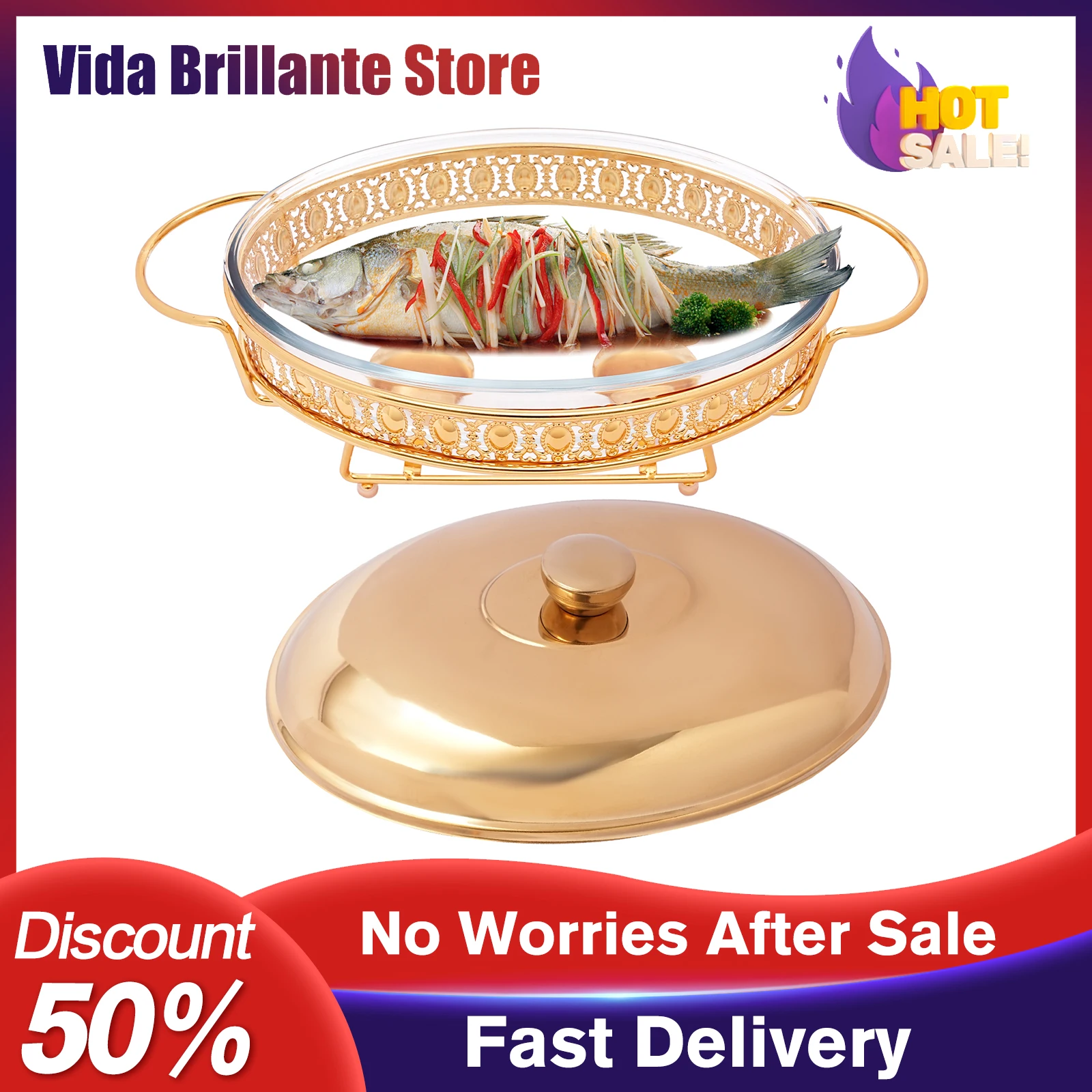

2L Chafing Dish Glass Oval Buffet Food Warmer for School Canteen Restaurant Hotel Group Dining Durable Insulation Catering Tool