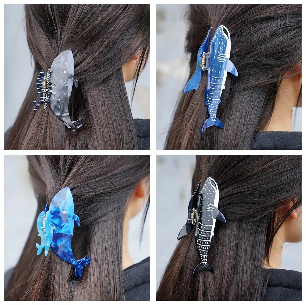 Accessories Shark Hair Clip Fashion Personality Acetate Black And White Blue Whale Hair Clip Cute Texture Animal Shape Hair Clip