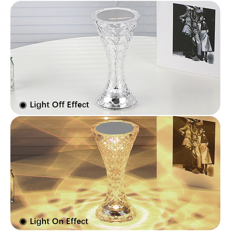 Lampe LED en cristal avec contrôle tactile, lampe en cristal rose avec port USB, lampe de table en diamant rose romantique, procuration de document