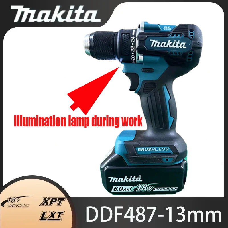 

Аккумулятор для беспроводного электроинструмента Makita 18VDDF487, 6.0 Ач, оригинальная беспроводная дрель, 18-вольтовая бесщеточная ударная электрическая отвертка.