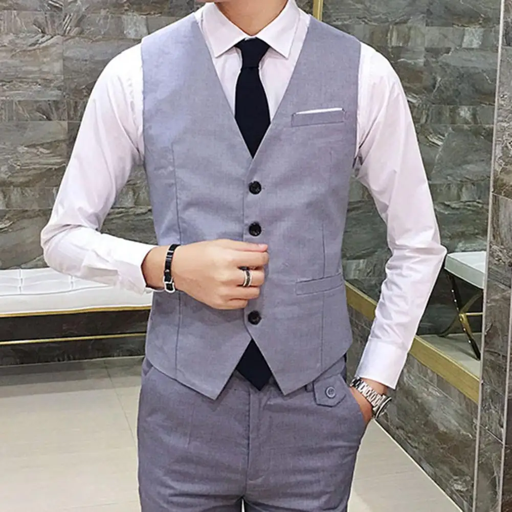 Vest Suit Single-breasted Slim-fit Men Fashion Formal Vest Business Waistcoat Fashion Blazer Suit Waistcoat Formal Men Vest