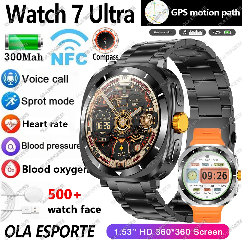 For Samsung Galaxy Watch 7 Ultra Smart Watch NFC Compass AI Voice Call Smartwatch GPS Tracker Men Custom Dial HD Outdoor Watches