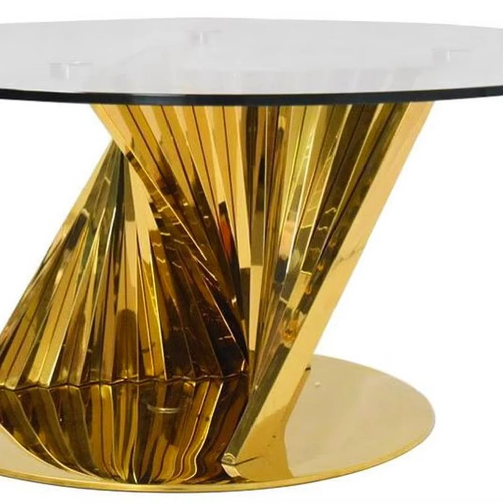 Best Seller Factory Direct Luxury Gold Plated Stainless Steel Glass Round Wedding Cake Stand Event Party​