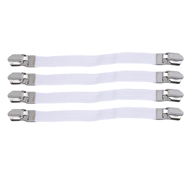 4pcs Adjustable Bed Sheet Fasteners Straps Elastic Mattress Cover Corner Holder Clip Grippers Suspender Cord Hook Loop Clasps