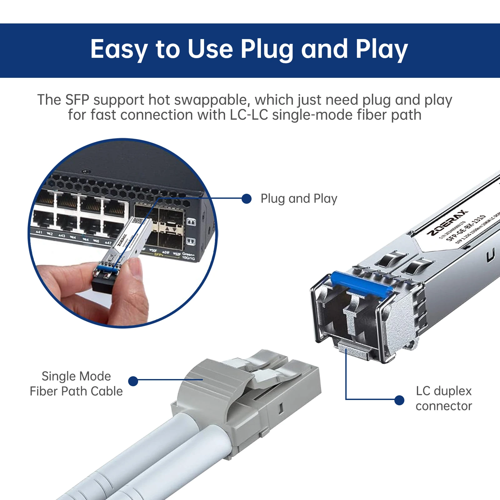 Natalink 1000Base-LX/LH Fiber Transceiver Gigabit 1.25G Dual LC Single-mode SFP Optical Module 1310nm SMF DDM up to 20km