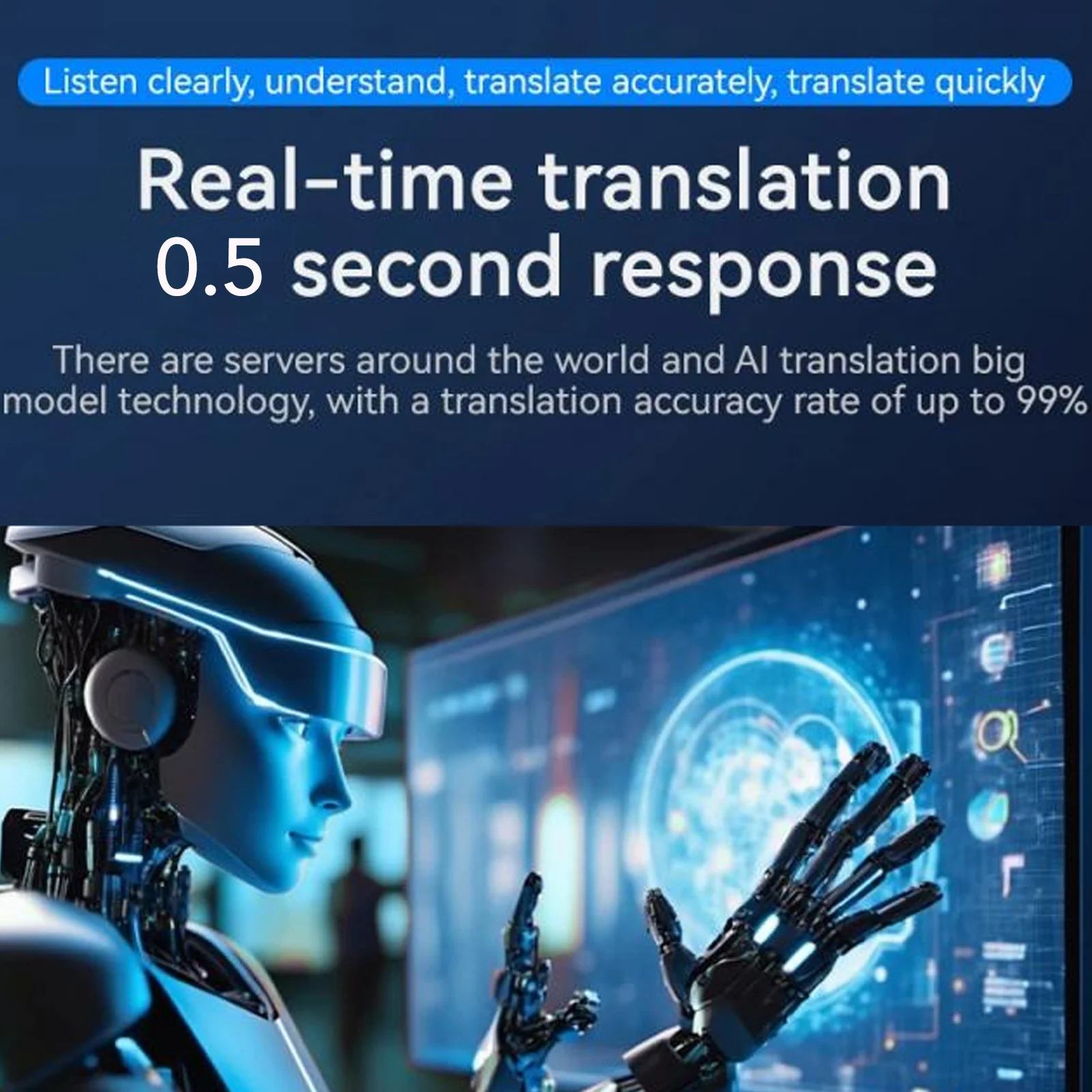 

Translator Device 7 Inch Dual Touchscreen 121 Language 2 Way Voice WiFi RJ45 Wired Desk Translation Device with Pickup Remote