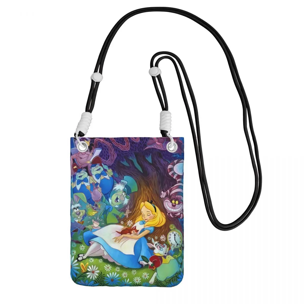 

Custom Cheshire Cat Cartoon Alice In Wonderland Mobile Phone Bag Men Women Cartoons Crossbody Bag Amusement Adjustable Length