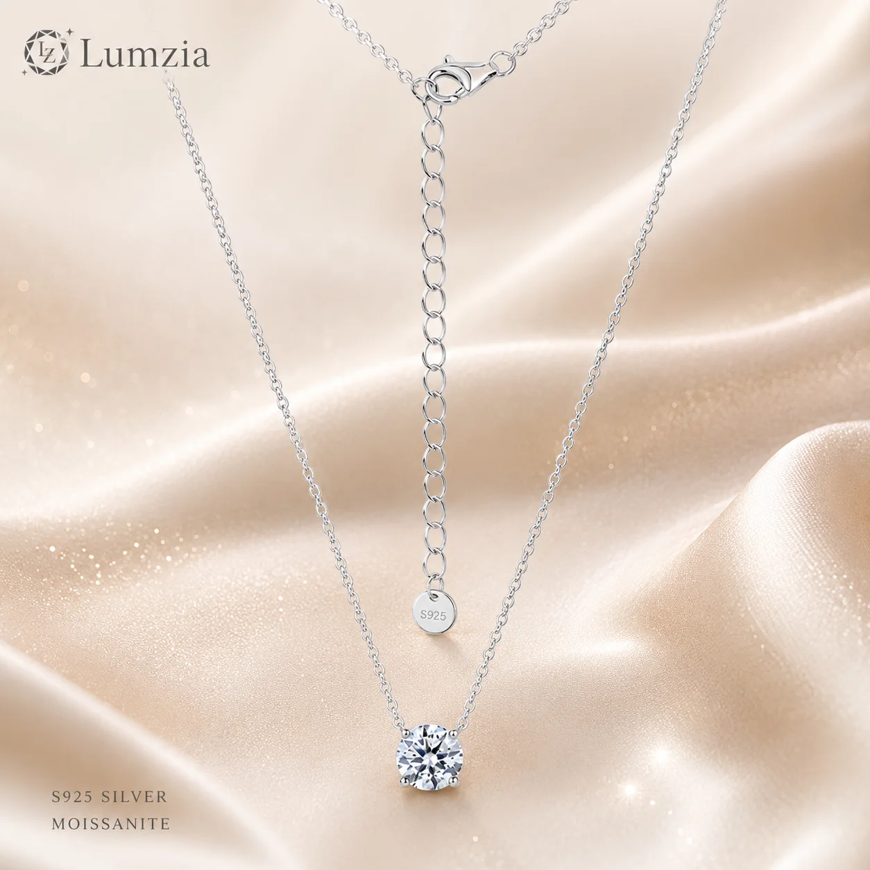 Moissanite Pendant Necklace 0.5-3CT Round Cut Four Prong S925 Sterling Silver D Color VVS1 GRA Certified Gift for Women