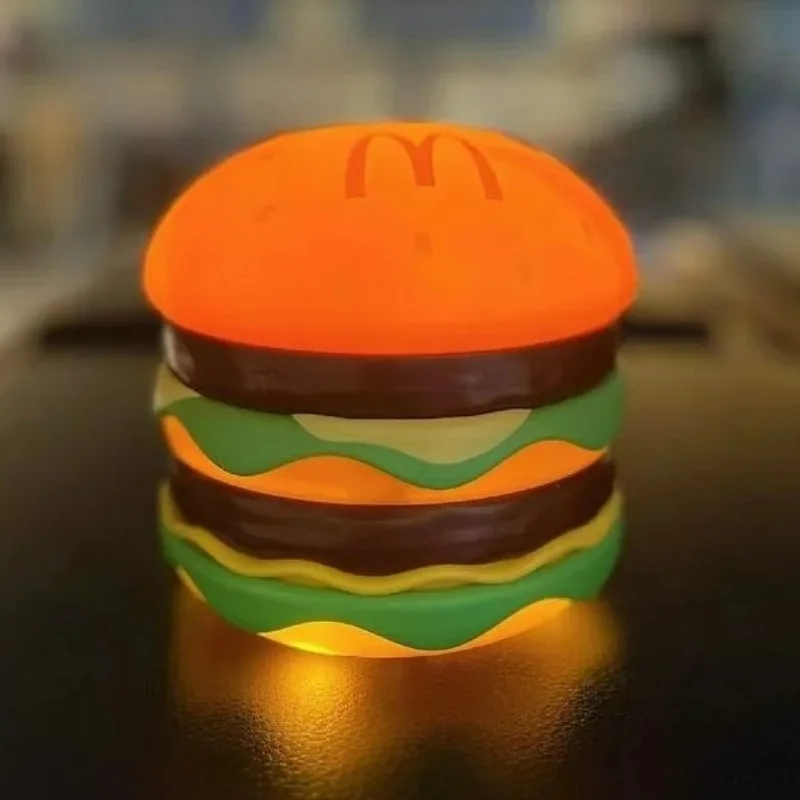 Lampe de chevet hamburger avec 3 options d'éclairage réglables, jouets amicaux, veilleuses, cuillère à soupe, cadeaux d'anniversaire pour enfants