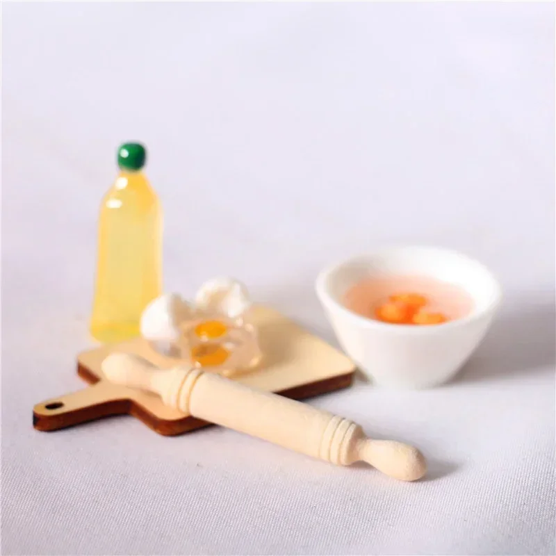 5 Pcs/set of Doll House Miniature Kitchen Cute Rolling Pin Egg Bowl Olive Oil Set Kitchen Accessories Photo Props 1:12