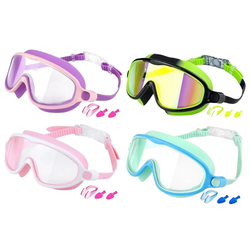 Paquete de 2 gafas de natación para niños de 3 a 15 años, protección UV, antivaho, gafas de natación de agua para piscina, para niños, niñas, jóvenes y niños pequeños