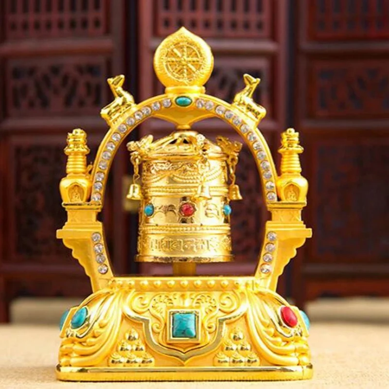 

Tibetan Alloy Prayer Wheel Mount on Desk or Car Decor Feng Shui