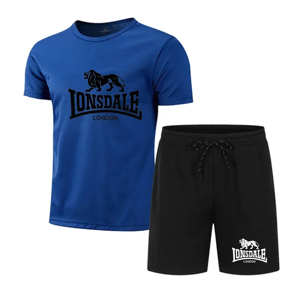 Zomermode bedrukt heren sneldrogend ademend T-shirt + sportshort 2-delige jogging fitness basketbalset