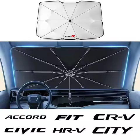 For Honda Type R Accord Civic City CR-V HR-V BR-V HR-V FIT Jazz Passport Brio Car Windshield Sun Shade UV Ray Reflector Umbrella