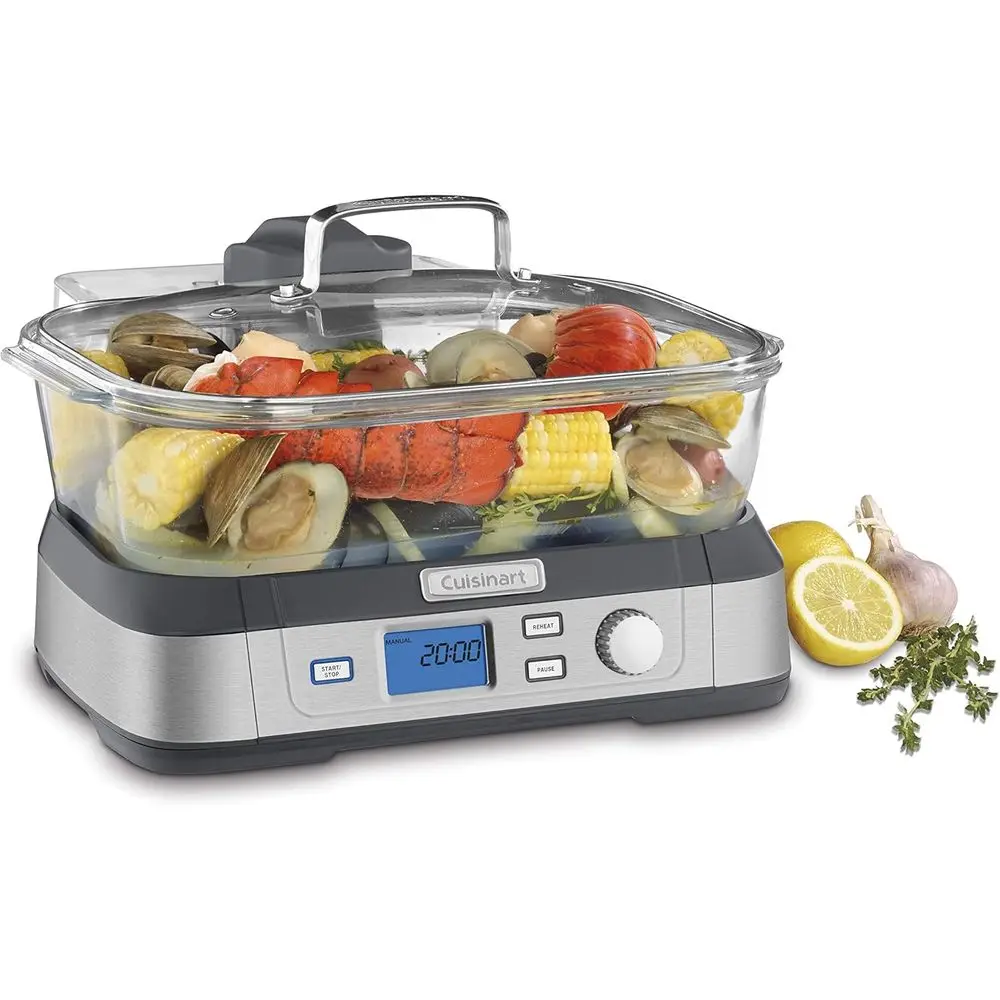 

Cookresh Digital Glass ood Steamer or Cooking, 5-Liter Vegetable Steamer with 5 Pre-Progmed Settings, Keep Warm unction, Audible