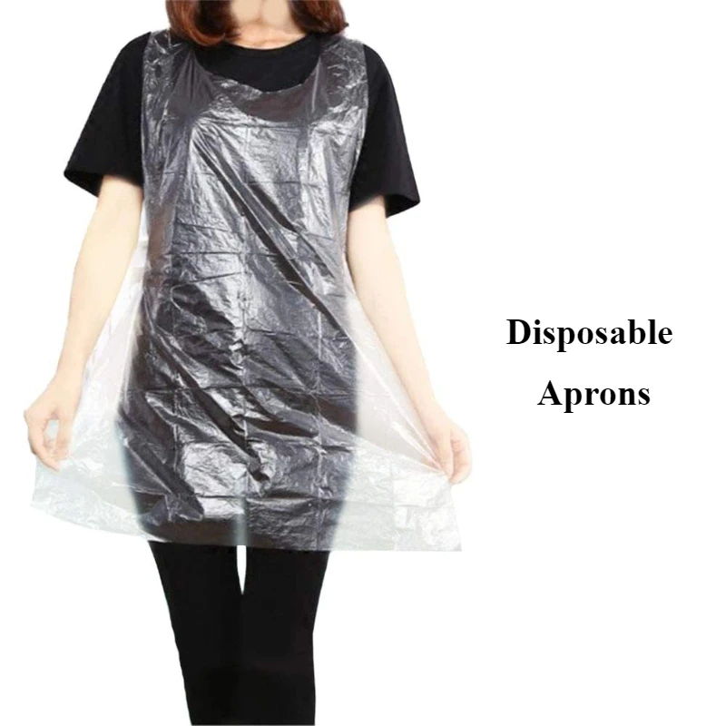 Transparent Waterproof Disposable Plastic Aprons 25pcs for Kitchen Cooking Draw Painting Outdoor Picnic House Cleaning Clothing