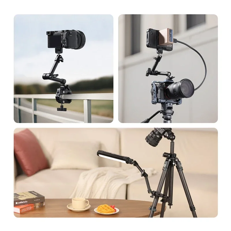 Zestaw Ulanzi HD02 z magicznym ramieniem 10-calowym, super zaciskiem, śrubą 1/4 cala i obrotem 360 stopni °   Regulowany uchwyt monitora z głowicą kulową, uchwyt do kamery — zdjęcie produktu 6