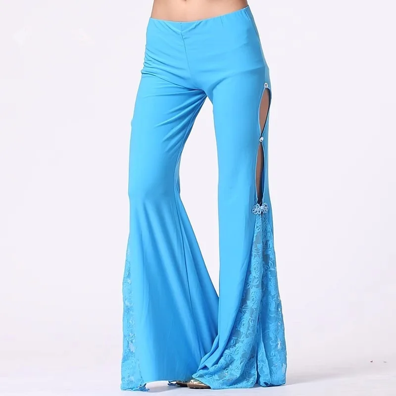 Aangepaste buikdanskostuum kanten broek aan de zijkant Oosterse danspraktijk Outfit Slit oefenkleding