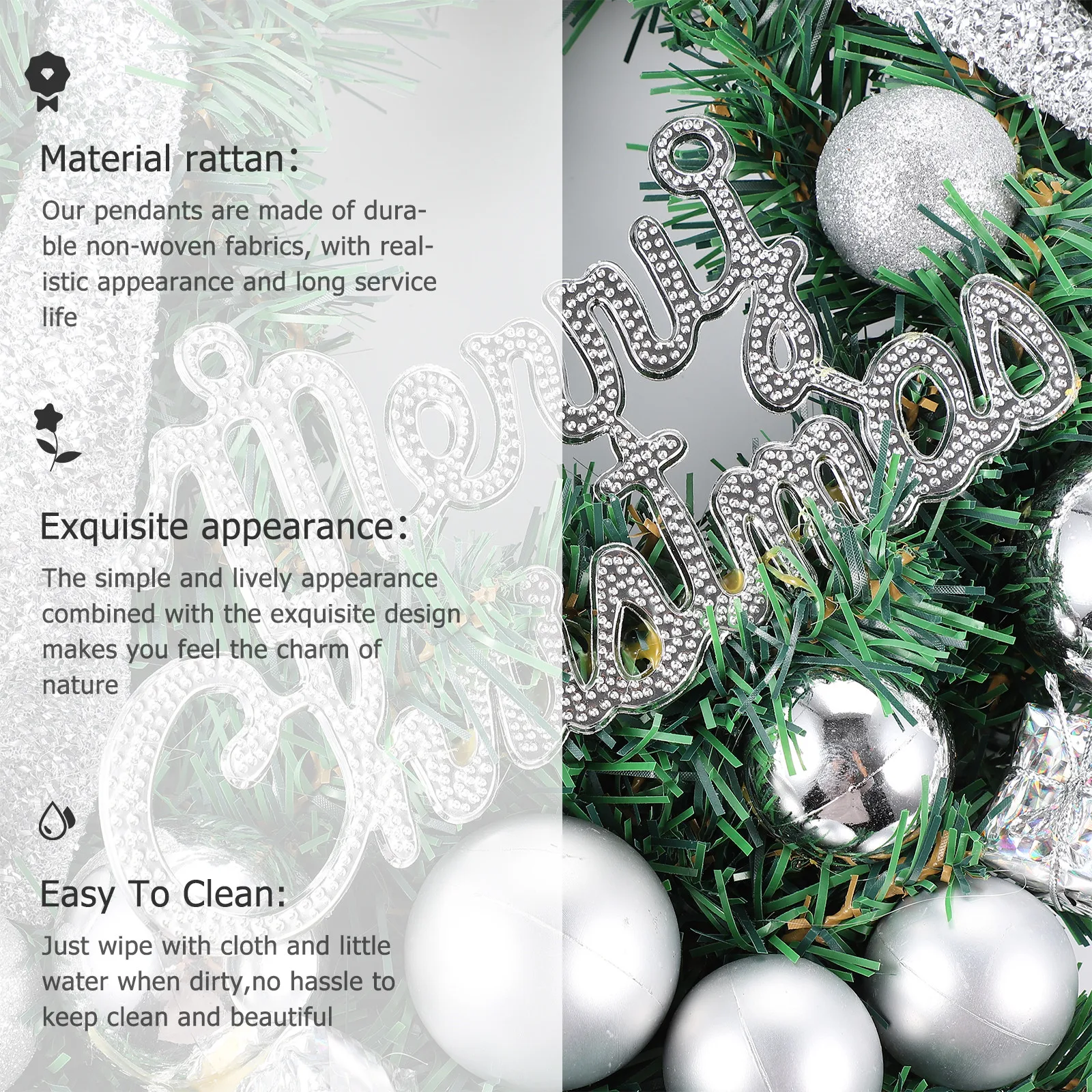 

Christmas Wreath 30 35cm PVC Cloth Holiday Party Adornment Front Door Floral Party Adornment Home DIY Wreath