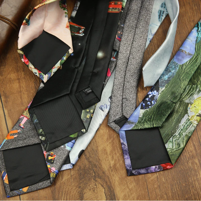 새로운 고급스러운 독창적인 디자인 넥타이 8cm 폭 실키 넥타이 남성용 고양이 팬더 프린트 넥타이 캐주얼 데일리 셔츠 정장 액세서리