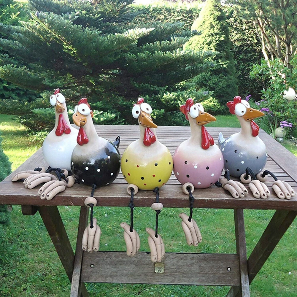 Big-eyed Chicken Creative Sculptures Garden Supplies Long Feet Craft Handicraft Waterproof Perfect Gifts for Outdoor Indoor Yard