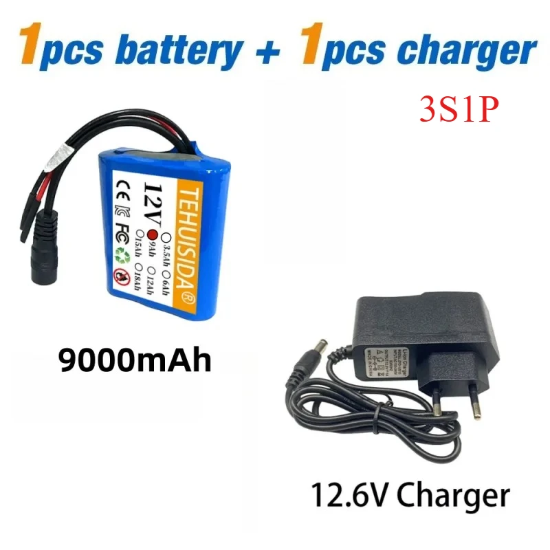 18650 3S1P 12V 9000mAh Lithium Battery Pack with BMS Protection Rechargeable Battery