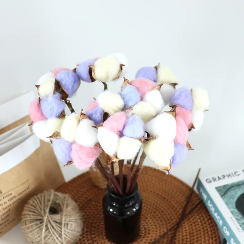 

10pcs Cotton Stems, Fake Cotton Stalks Plants, Artificial Cotton Floral Stems Faux Cotton Stems for Wedding Home Party Decor