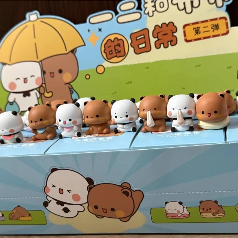 الأصلي حقيقية لطيف الدب الصغير Yier و Bubu'S اليومية الثانية صندوق أعمى مستدير تمثال لطيف زخرفة سطح المكتب الديكور لعبة Gif